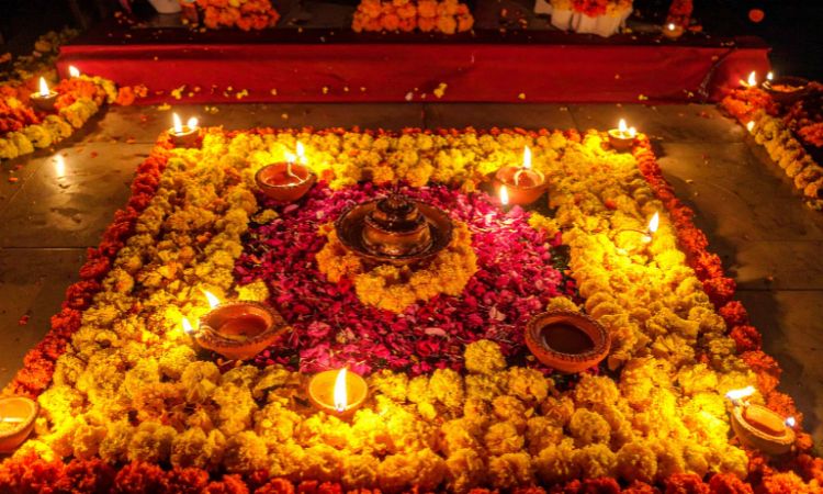 flower rangoli designs for Diwali