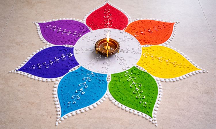Rainbow Colour Pattern rangoli design