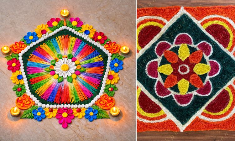 Rectangle Rangoli Design For Diwali