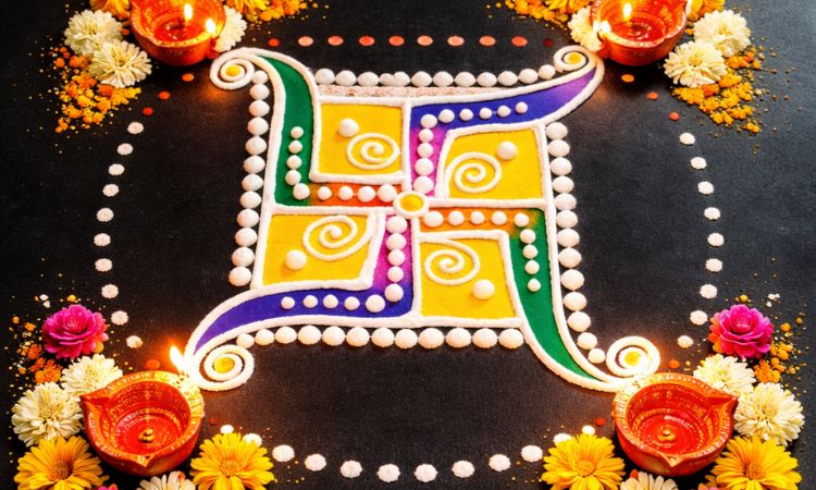 easy swastik rangoli design