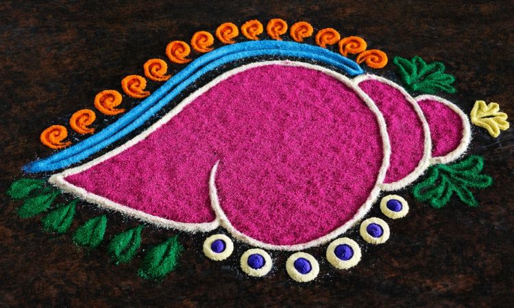 shankh rangoli design simple