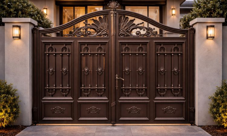 Angled Cut Out Iron Gate Design