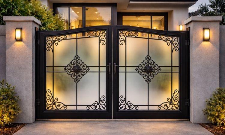Iron Gate Main Design with Glass Inserts