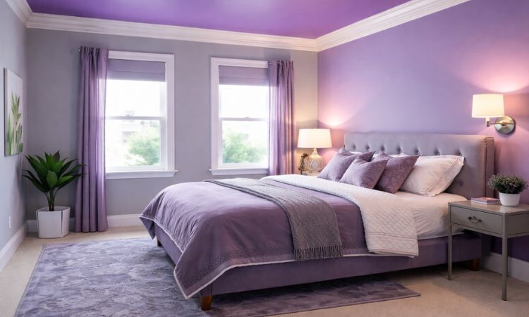 Lavender & Grey Bedroom two colour combination