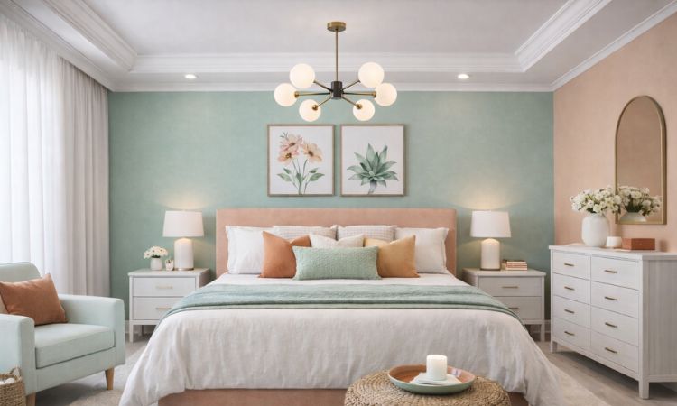 two colour combination for bedroom walls 