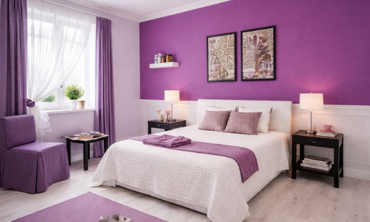 Pink and Purple Colour Combination Bedroom Walls