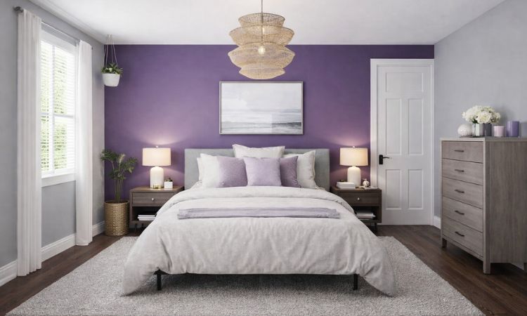 Purple and Grey Two Colour Combination For Walls