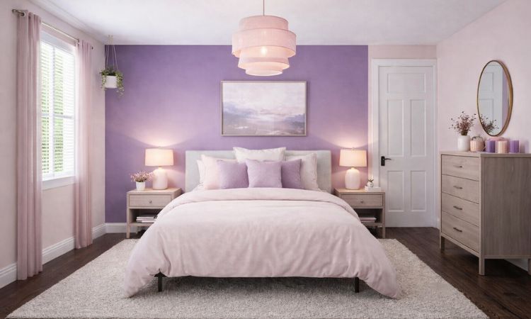 Purple and Pink Two Colour Combination For Bedroom Walls