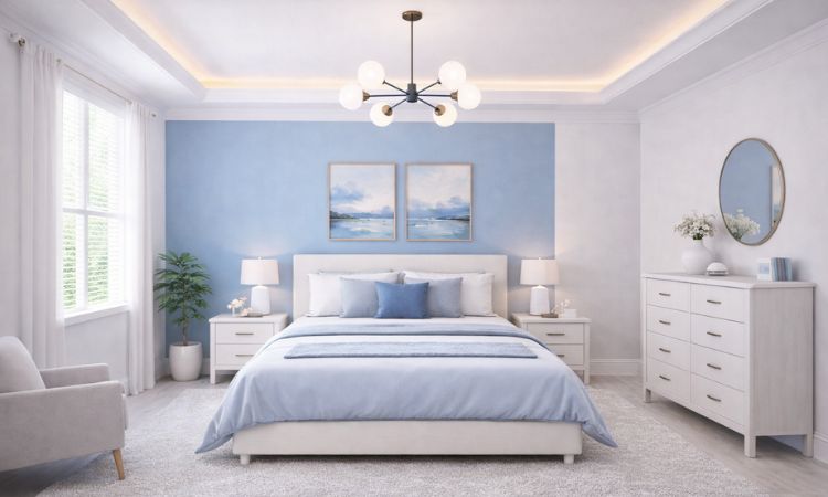Sky Blue Bedroom Two Colour Combination