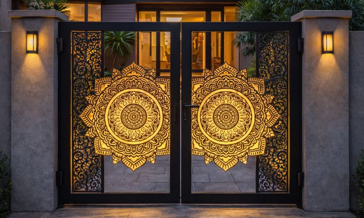 mandala style iron main gate design